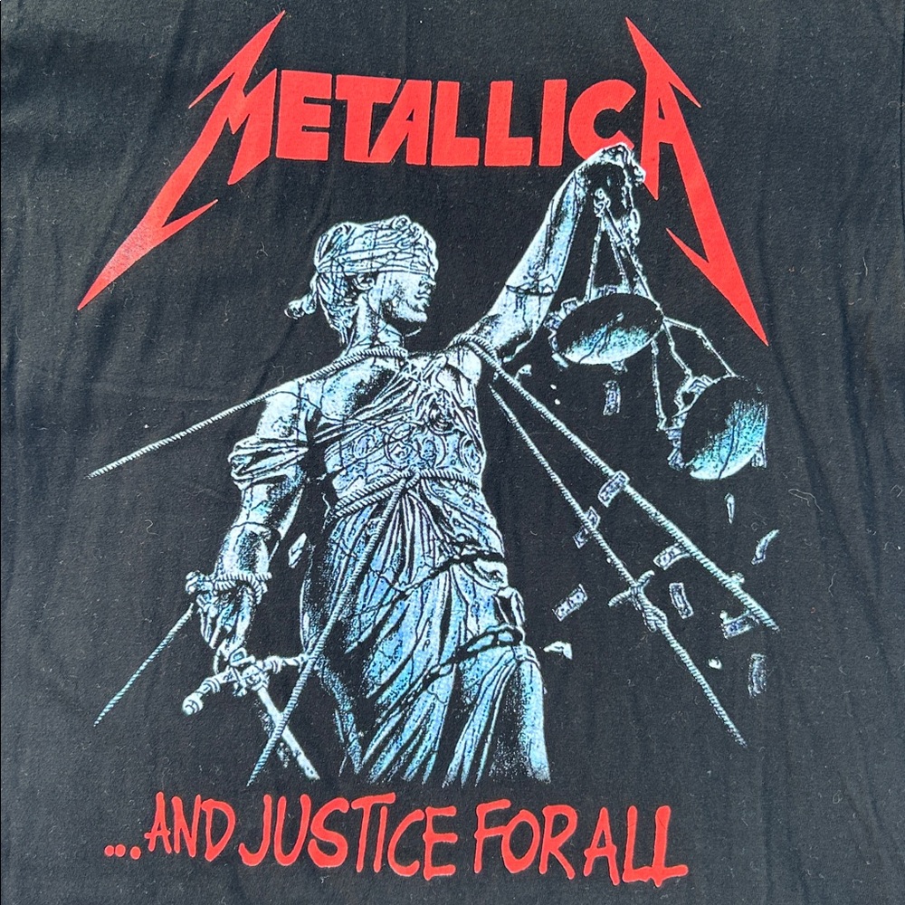 Metallica "Justice For All" Black Graphic T-Shirt Unisex Size Medium - Picture 6 of 10